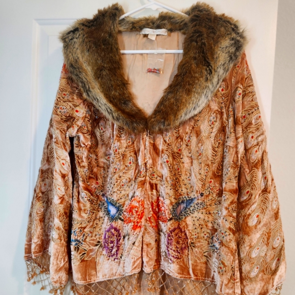 Boston Proper M/L Beaded Peacock Jacket